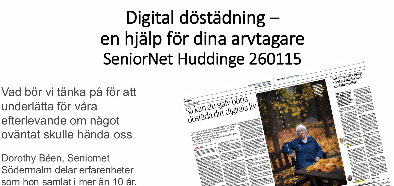 Att tänka på då man blir gammal, DÖstäda