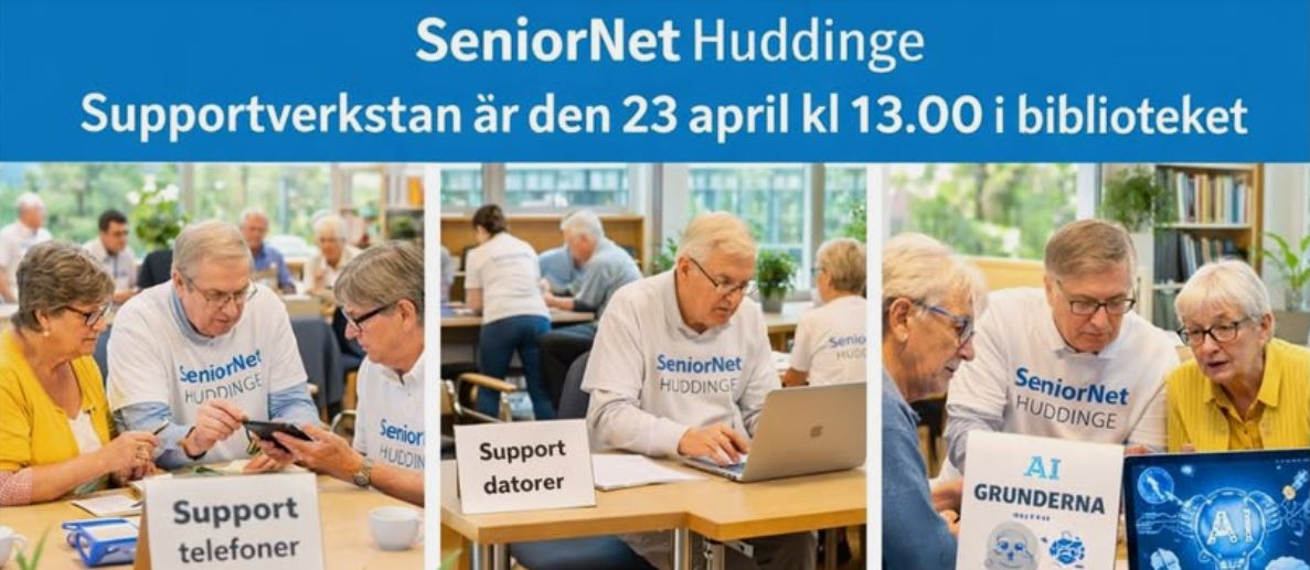 Öppen supportverkstad 23 april 2026, kl.13.00 i huvudbiblioteket