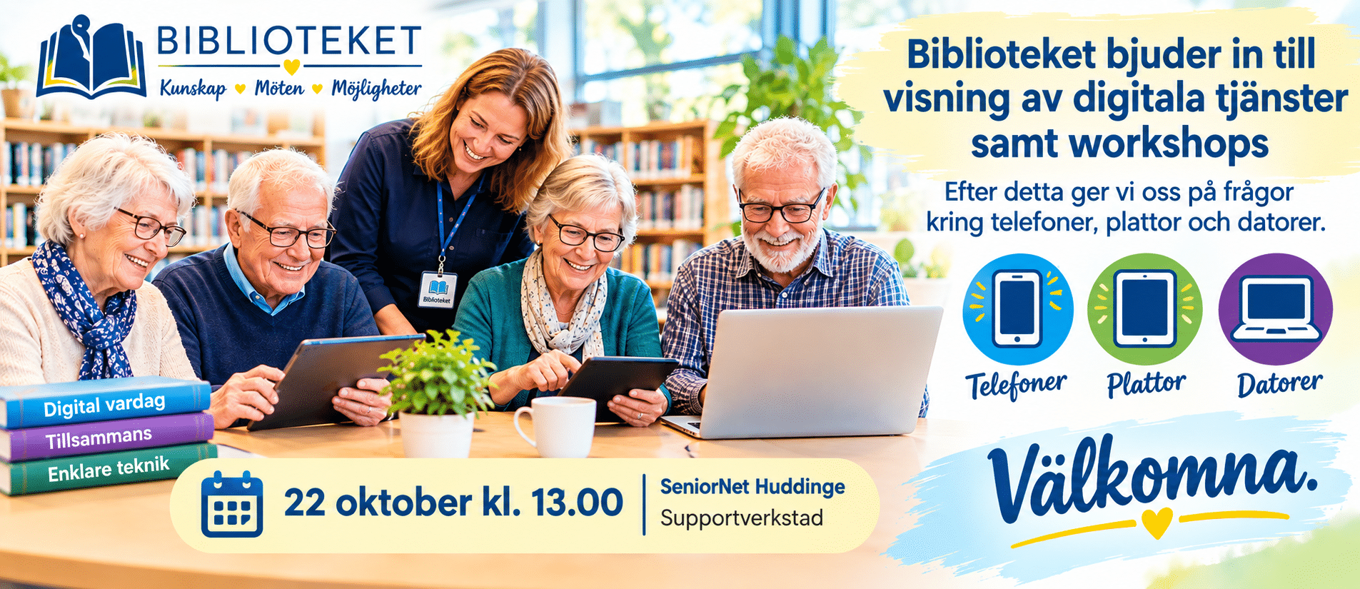 Bibliotekets IT-tjänster och Supportverkstad 22 oktober 2026, kl.13.00 i huvudbiblioteket